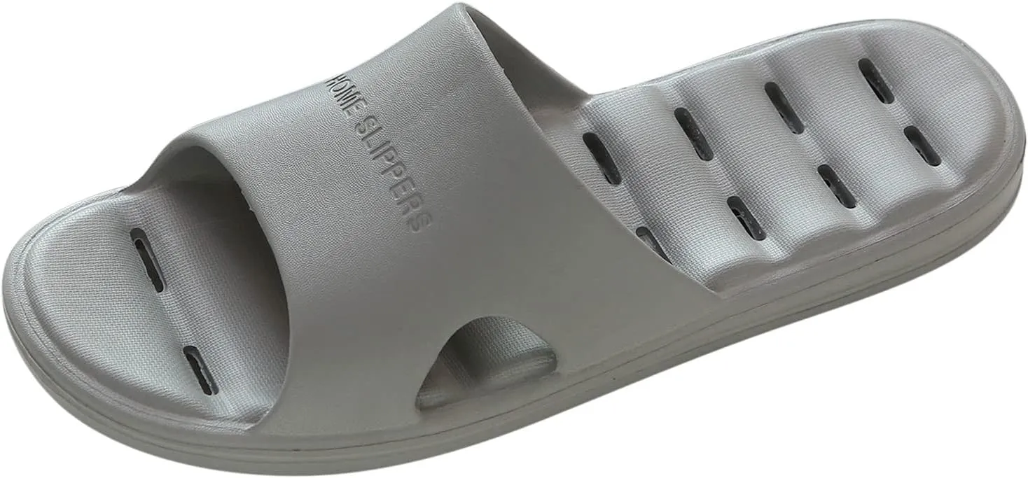 Men's Slides Summer Slippers for Men Shower Shoes with Drainage Holes House Slippers Non Slip Quick Drying Bathroom for Women Men Cloud Slides Pillow Women and Rubber