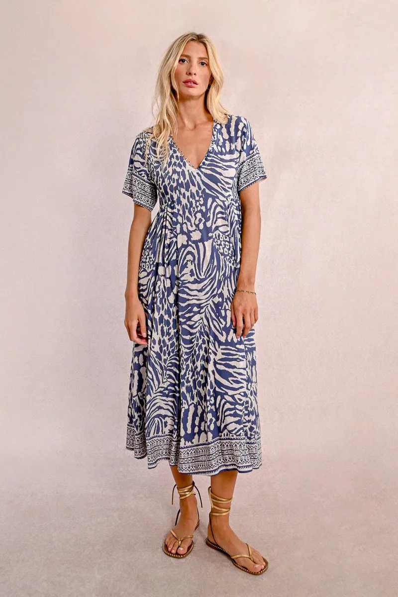 Molly Bracken Denim Blue Maggy Dress  Boho Chic with Delicate Button Detail