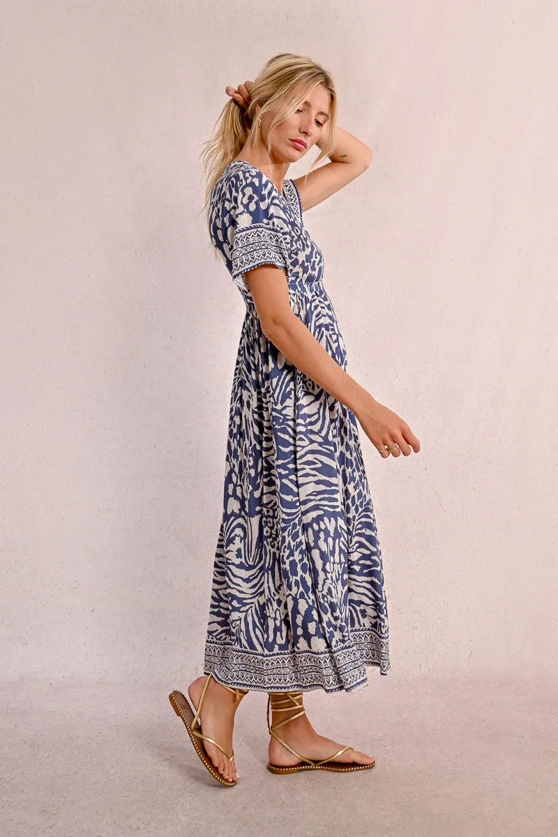 Molly Bracken Denim Blue Maggy Dress  Boho Chic with Delicate Button Detail