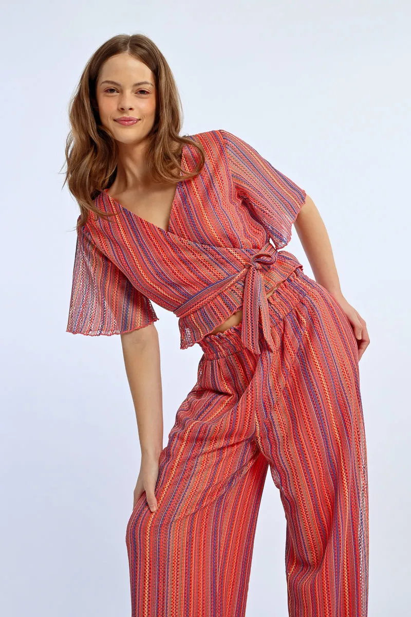 Molly Bracken Knitted Wide-Leg Pants  Multicolor Boho Vibes