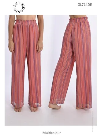 Molly Bracken Knitted Wide-Leg Pants  Multicolor Boho Vibes