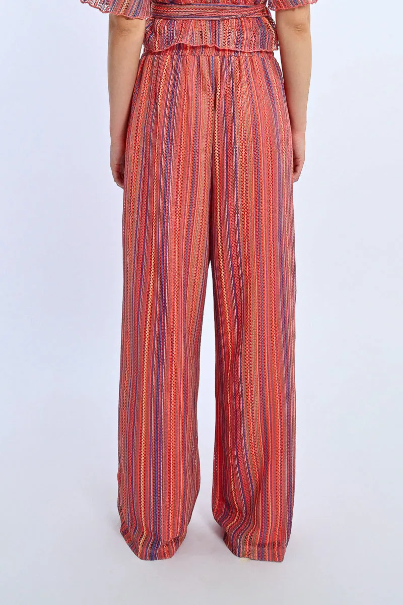 Molly Bracken Knitted Wide-Leg Pants  Multicolor Boho Vibes