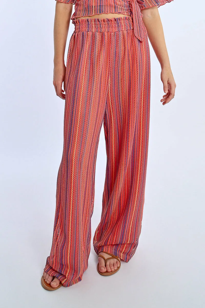 Molly Bracken Knitted Wide-Leg Pants  Multicolor Boho Vibes