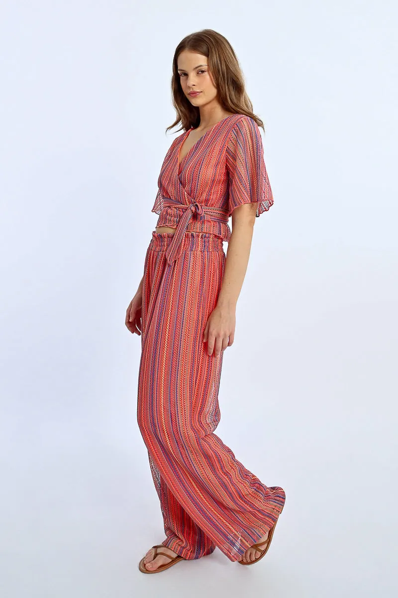 Molly Bracken Knitted Wide-Leg Pants  Multicolor Boho Vibes
