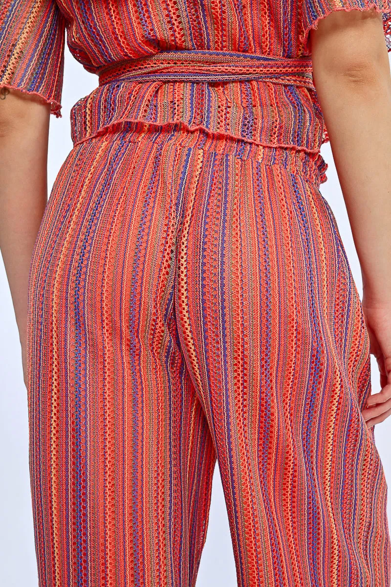 Molly Bracken Knitted Wide-Leg Pants  Multicolor Boho Vibes