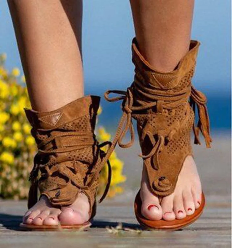 New Comfortable Flat Frosted Fringe Sandals