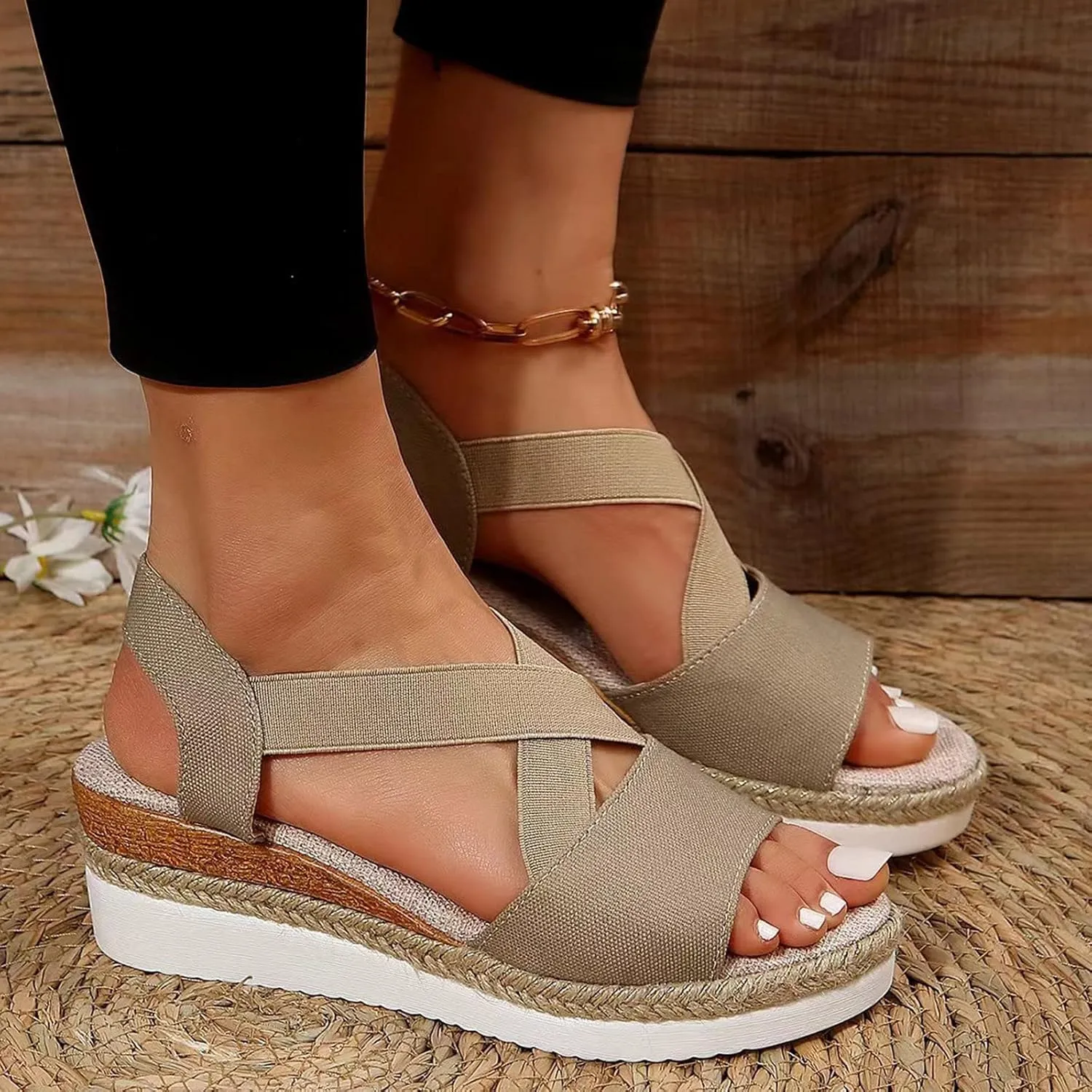 Orthopedic Platform Wedge Sandals for Women Summer Dressy Flat Open Toe Slip on Sandals Outdoor Shoes