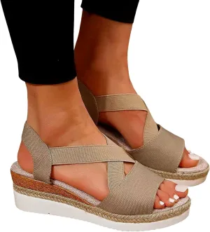 Orthopedic Platform Wedge Sandals for Women Summer Dressy Flat Open Toe Slip on Sandals Outdoor Shoes