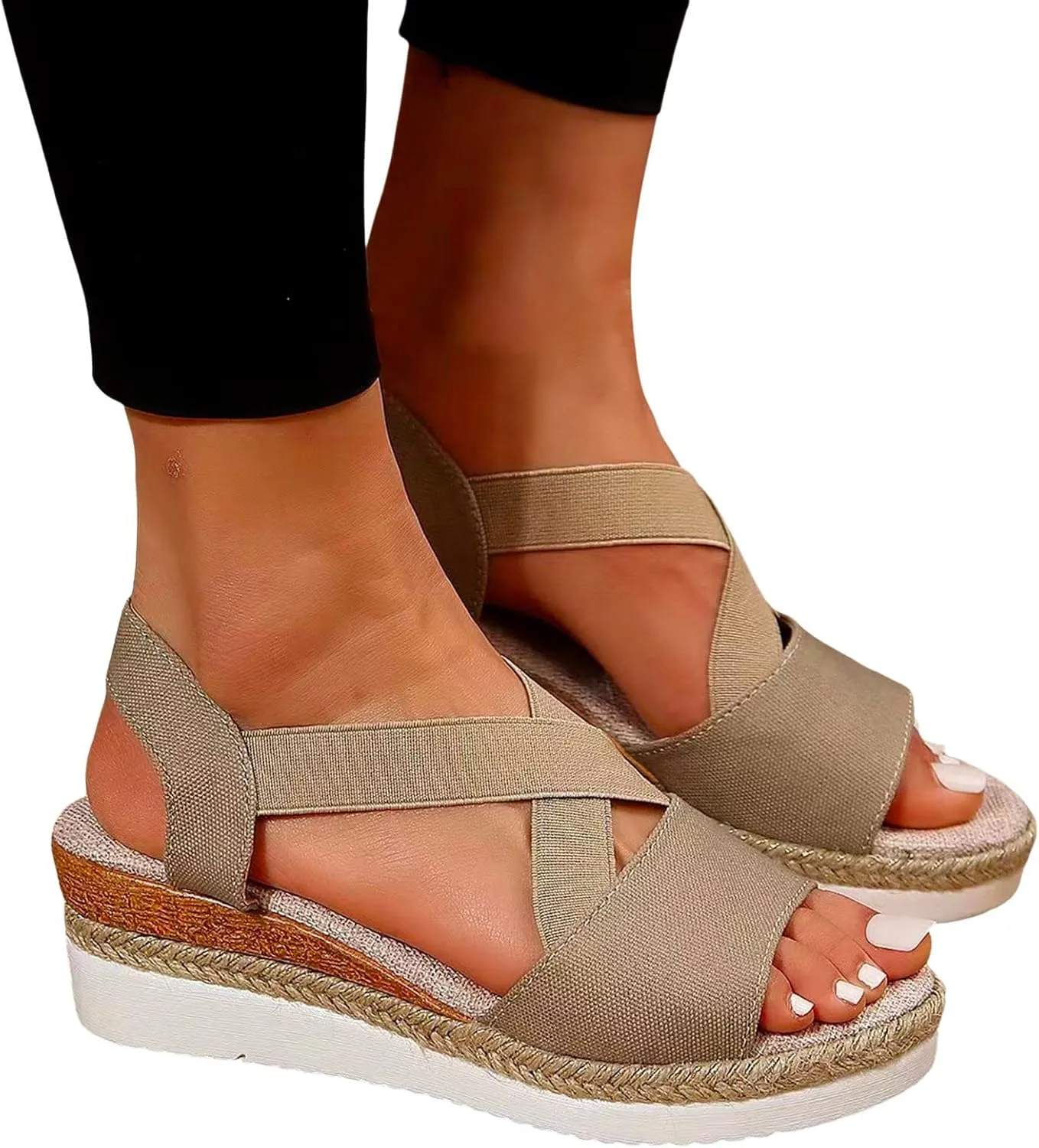 Orthopedic Platform Wedge Sandals for Women Summer Dressy Flat Open Toe Slip on Sandals Outdoor Shoes