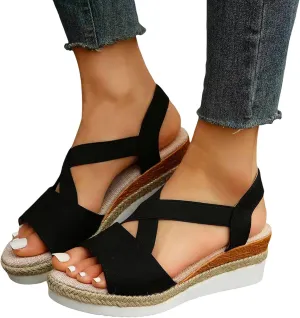 Orthopedic Platform Wedge Sandals for Women Summer Dressy Flat Open Toe Slip on Sandals Outdoor Shoes