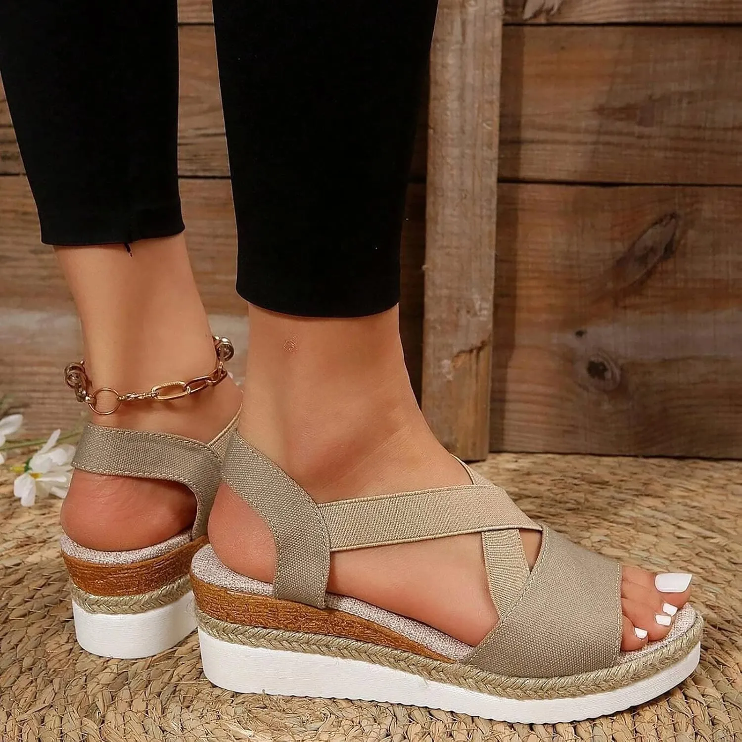 Orthopedic Platform Wedge Sandals for Women Summer Dressy Flat Open Toe Slip on Sandals Outdoor Shoes