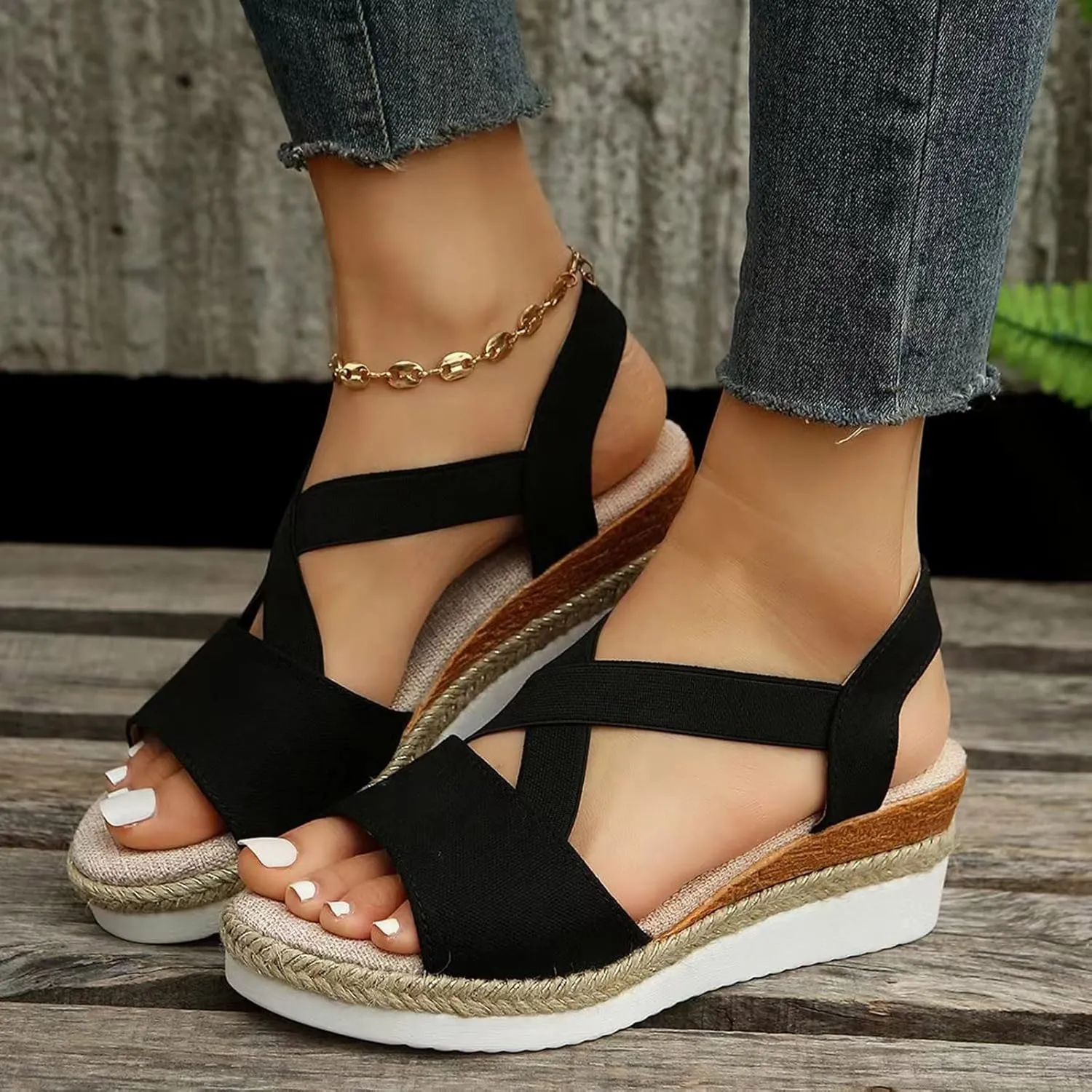 Orthopedic Platform Wedge Sandals for Women Summer Dressy Flat Open Toe Slip on Sandals Outdoor Shoes