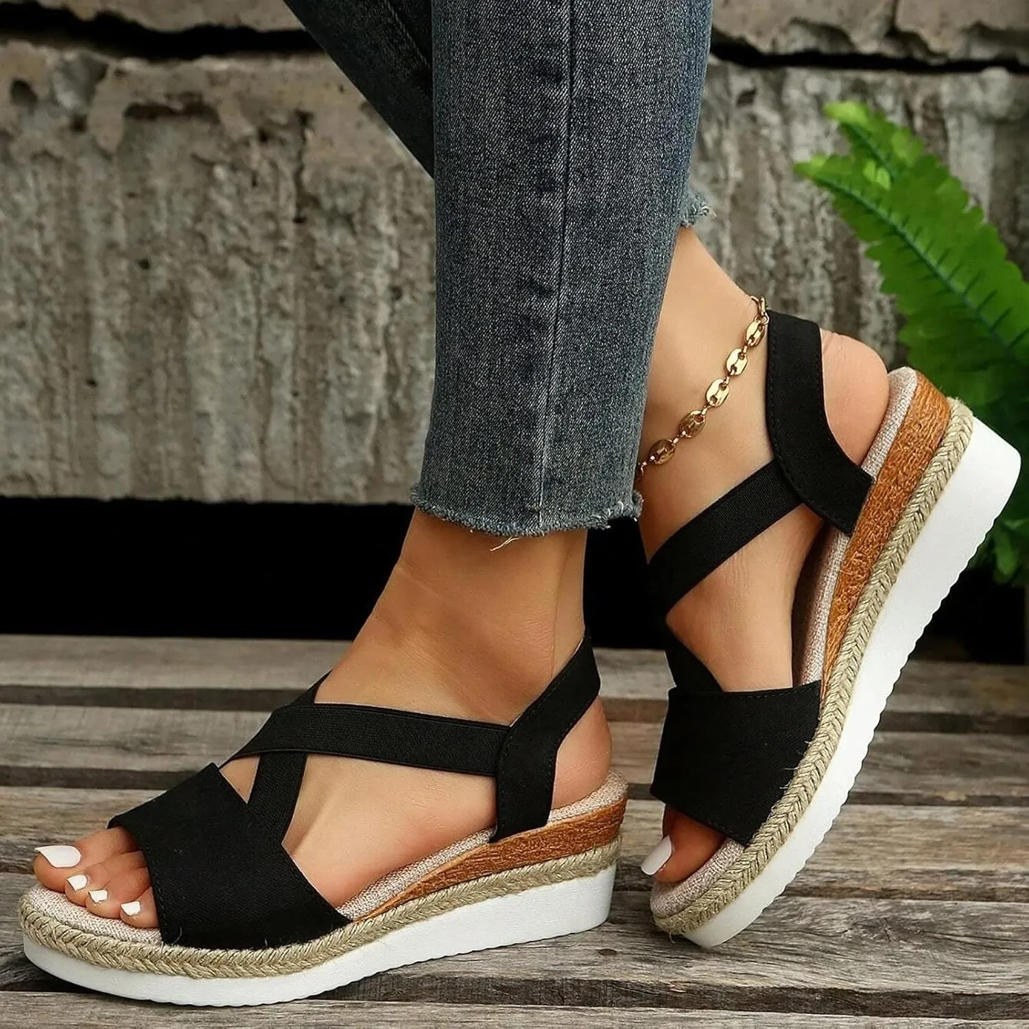 Orthopedic Platform Wedge Sandals for Women Summer Dressy Flat Open Toe Slip on Sandals Outdoor Shoes