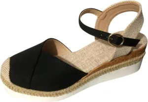 Orthopedic Platform Wedge Sandals for Women Summer Dressy,Arch Support Closed Toe Buckle Ankle Strap Espadrilles Wedge Comfortable Outdoor Shoes Strappy Slip on Sandals Beach Boho Shoes