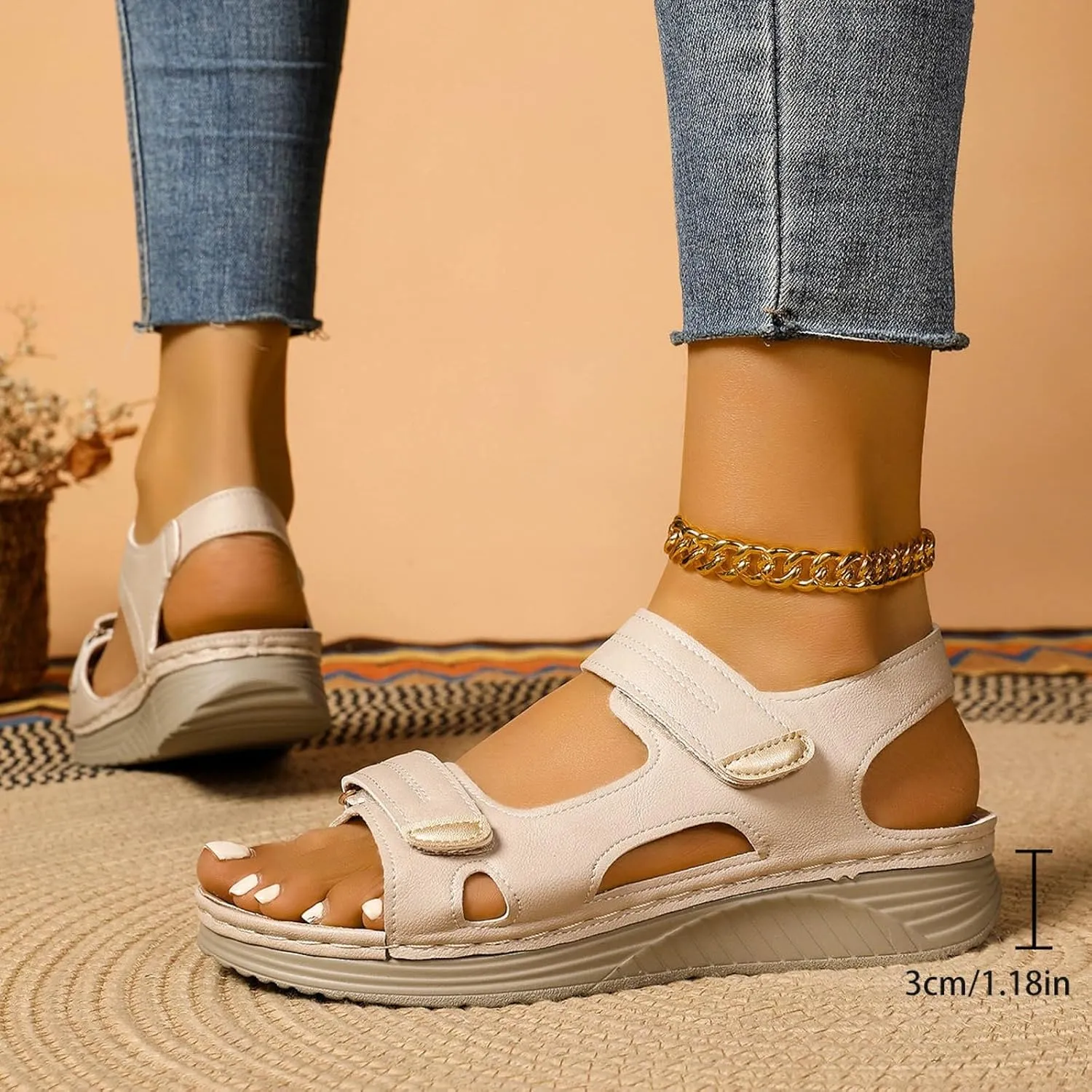 Orthopedic Wedge Sandals for Women Summer Dressy, Open Toe Ankle Strap Platform Sandals Casual Strappy Low Wedges Sandals Zipper Summer Beach Sandals Dress Shoes Comfortable Outdoor Shoes