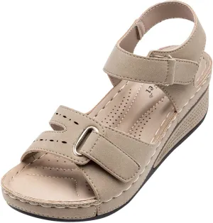 Orthopedic Wedge Sandals for Women Summer Dressy, Open Toe Ankle Strap Platform Sandals Casual Strappy Low Wedges Sandals Zipper Summer Beach Sandals Dress Shoes Comfortable Outdoor Shoes