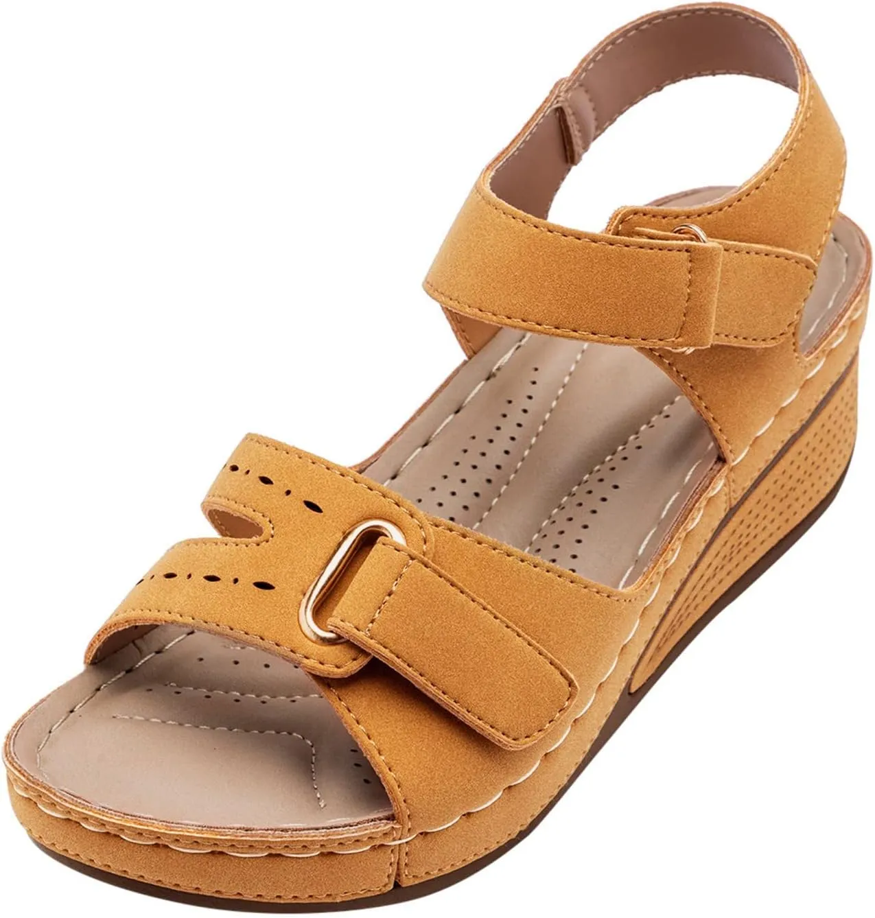 Orthopedic Wedge Sandals for Women Summer Dressy, Open Toe Ankle Strap Platform Sandals Casual Strappy Low Wedges Sandals Zipper Summer Beach Sandals Dress Shoes Comfortable Outdoor Shoes