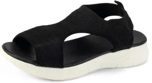 Orthopedic Wedge Sandals for Women with Arch Support 2025 Summer Elastic Mesh Open Toe Solid Patriotic Sandals for Women Comfortable Summer Outdoor Fashionable Slippers