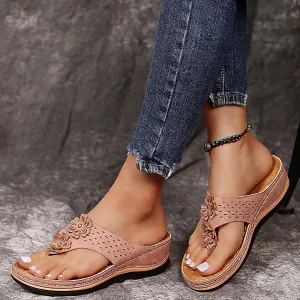 Orthopedic Wedge Sandals for Women with Arch Support Flip Flops Summer Dressy,Women Flat Open Toe Wedge Sandals Casual Slip on Sandals Beach Boho Platform Sandals Comfortable Outdoor Shoes (9.5)