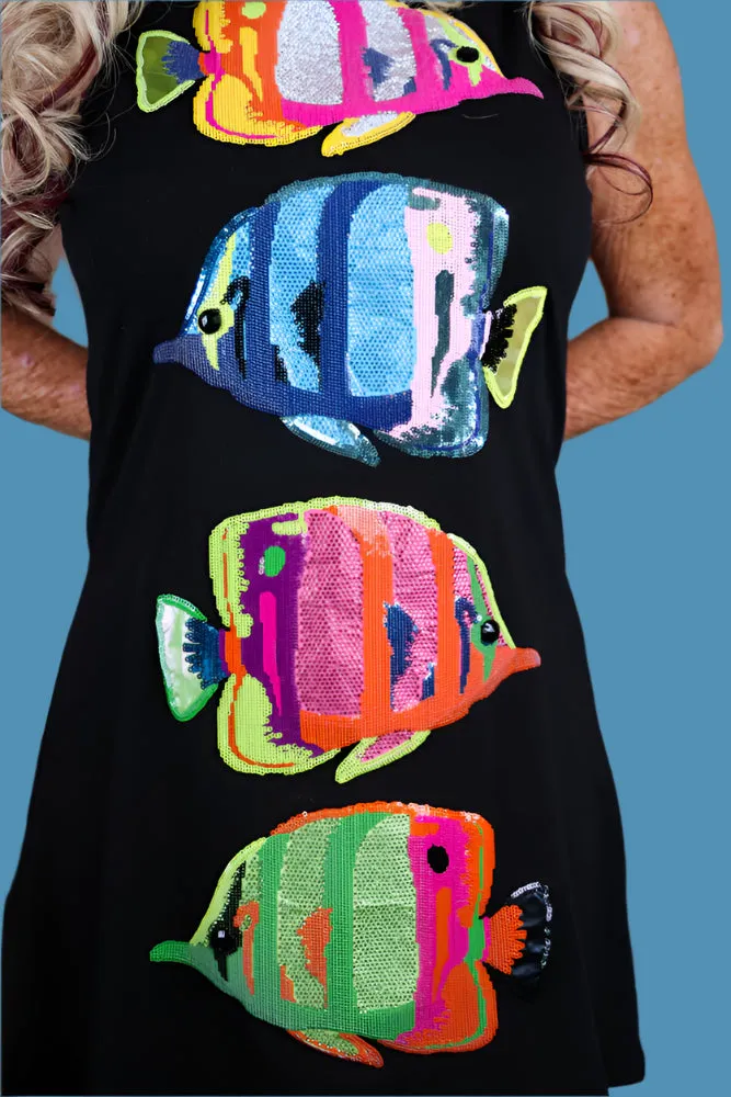 Queen of Sparkles Black Multi Fish Tank Dress
