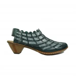 Rieker Women's Woven Heels- Green Combi