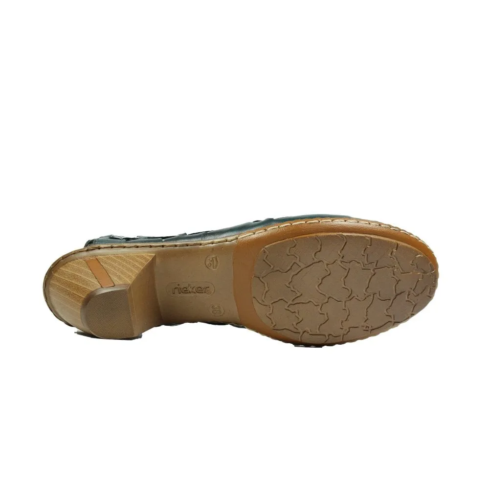 Rieker Women's Woven Heels- Green Combi