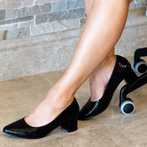 ROSINA glossy women black heel pump shoes