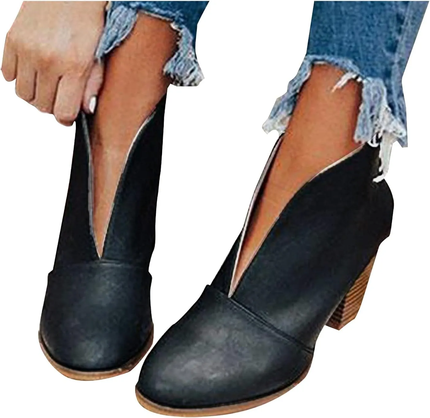 SBGMoSJ White Booties Women Ankle Boots Wide Width Brown Suede Ankle Boots Women Black Dress Booties for Women Low Heel Leather Ankle Booties for Women Low Heel Western Booties for Women Leather