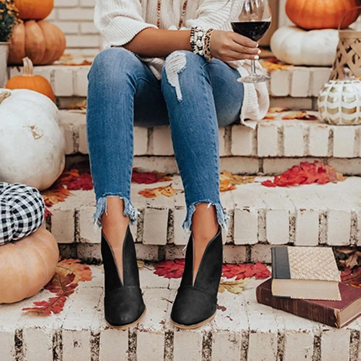 SBGMoSJ White Booties Women Ankle Boots Wide Width Brown Suede Ankle Boots Women Black Dress Booties for Women Low Heel Leather Ankle Booties for Women Low Heel Western Booties for Women Leather