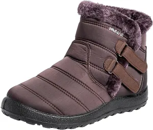 Short Winter Boots Extra Wide for Women Waterproof Snow Womens Black Snow Boots Wide Waterproof Snow Boots Women Wide Width Winter Women Boots Low Heel Waterproof Womens Boots Tall