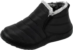 Slip on Winter Boots for Women Wide Womens Waterproof Snow Boots Knee High Women's Leather Winter Boots White Tall Snow Boots for Women White Botas Invierno Mujer Elegantes