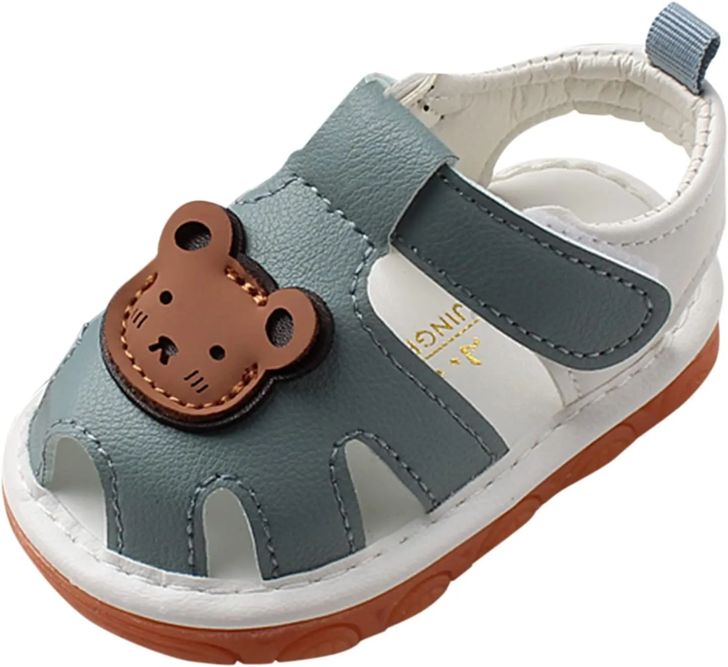 Squeaky Shoes for Infant Boys Girls Anti-Slip First Walking Shoes Baby Rubber Soft Sole Open-Toe Cartoon Sandals