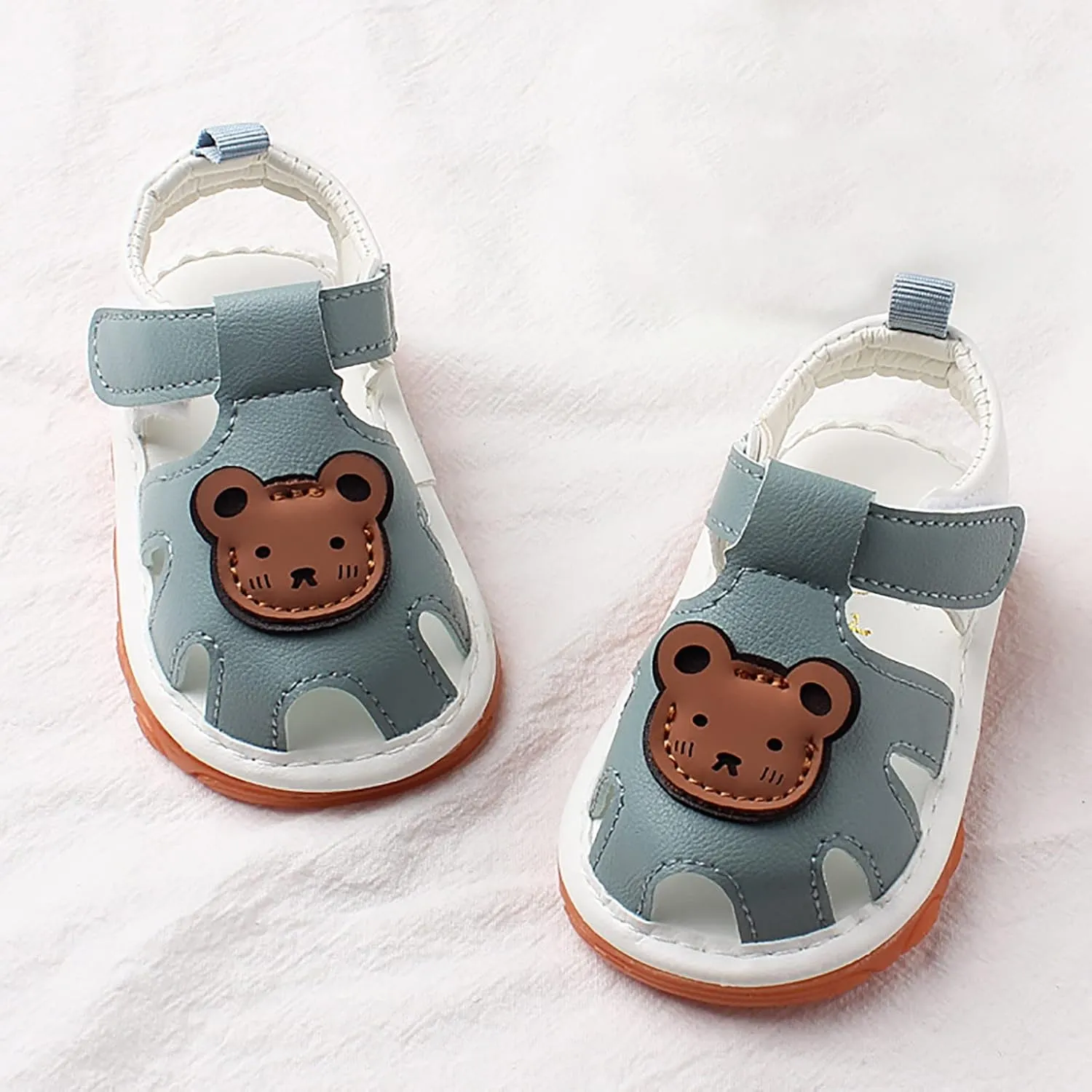 Squeaky Shoes for Infant Boys Girls Anti-Slip First Walking Shoes Baby Rubber Soft Sole Open-Toe Cartoon Sandals