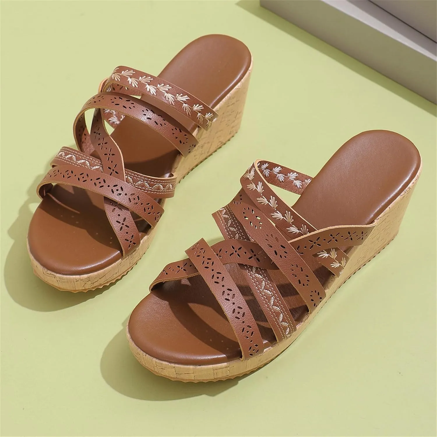 Summer Wedge Sandals for Women 2025 Arch Support Orthopedic Comfortable Platform Sandals Trendy Leather Slides Slippers Walking Outdoor Rubber Soles