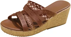 Summer Wedge Sandals for Women 2025 Arch Support Orthopedic Comfortable Platform Sandals Trendy Leather Slides Slippers Walking Outdoor Rubber Soles