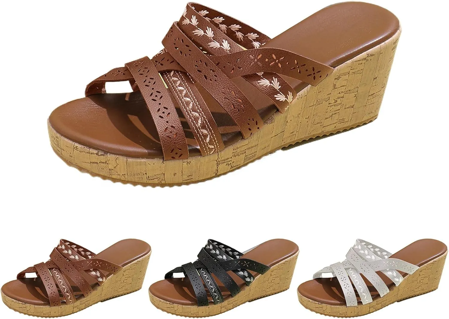 Summer Wedge Sandals for Women 2025 Arch Support Orthopedic Comfortable Platform Sandals Trendy Leather Slides Slippers Walking Outdoor Rubber Soles