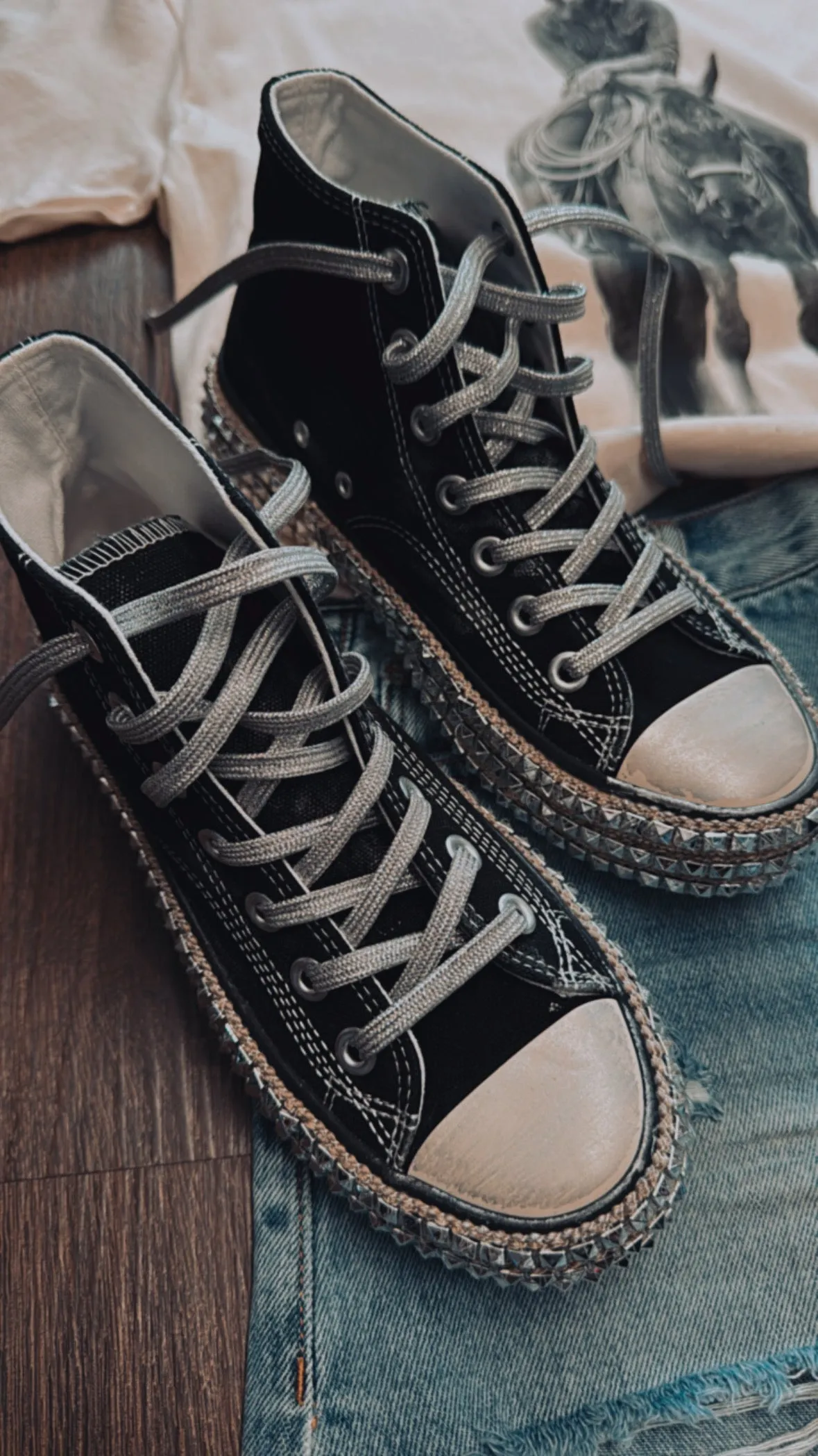 The Steven Studded Sneaker in Black