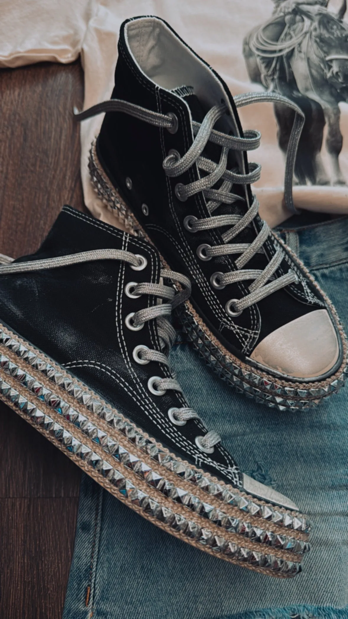 The Steven Studded Sneaker in Black