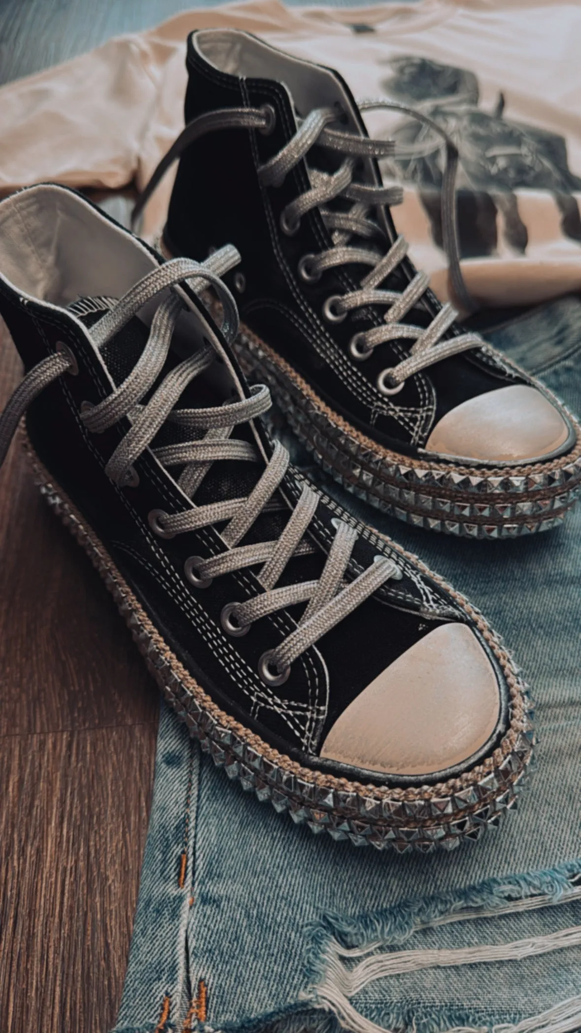The Steven Studded Sneaker in Black