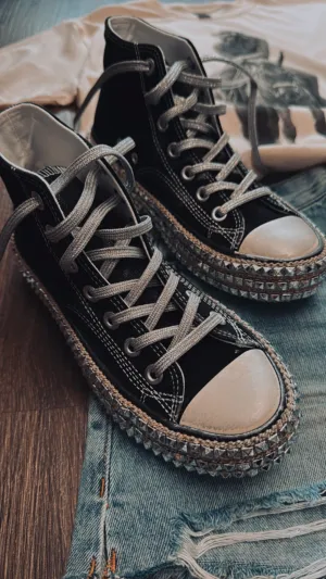 The Steven Studded Sneaker in Black