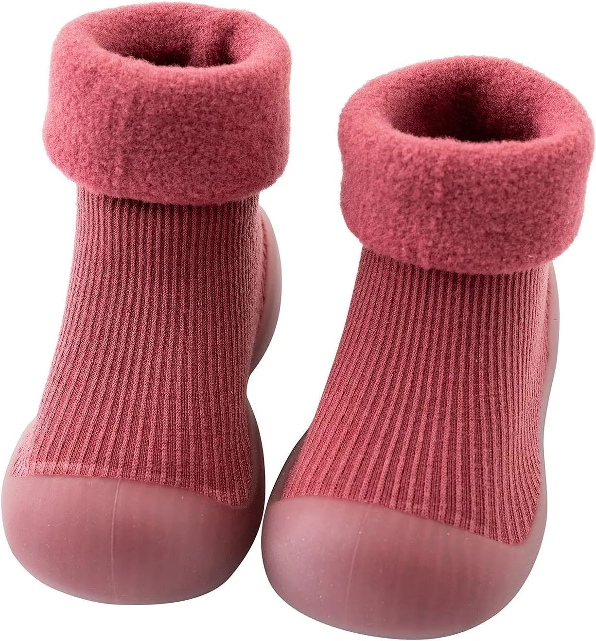 Toddler Baby Solid Warm Cotton Knit Sock Shoes Boys Girls Soft Sole Rubber Slipper Stocking Soft Shoes
