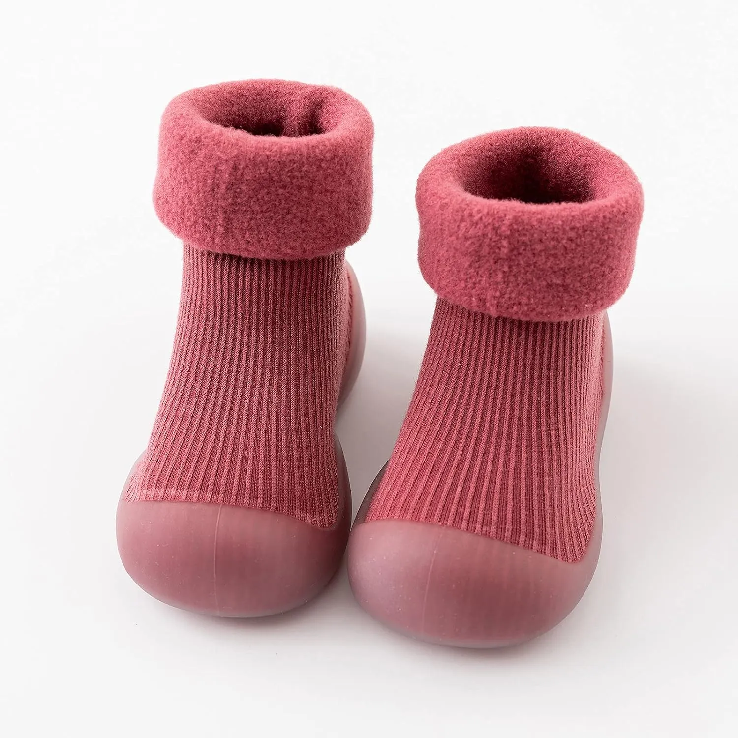 Toddler Baby Solid Warm Cotton Knit Sock Shoes Boys Girls Soft Sole Rubber Slipper Stocking Soft Shoes