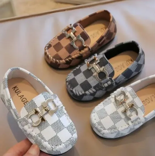 Toddler Boys Dress Shoes Loafers Slip-On Flat Sole | Sizes 6T-3 Big Kids | 3 Colors, Gold Buckle