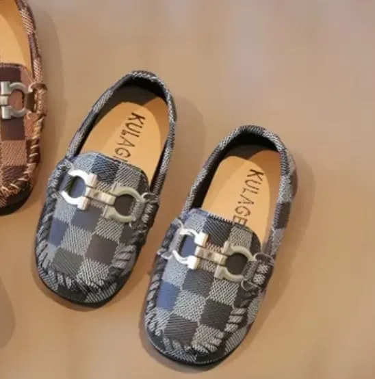 Toddler Boys Dress Shoes Loafers Slip-On Flat Sole | Sizes 6T-3 Big Kids | 3 Colors, Gold Buckle