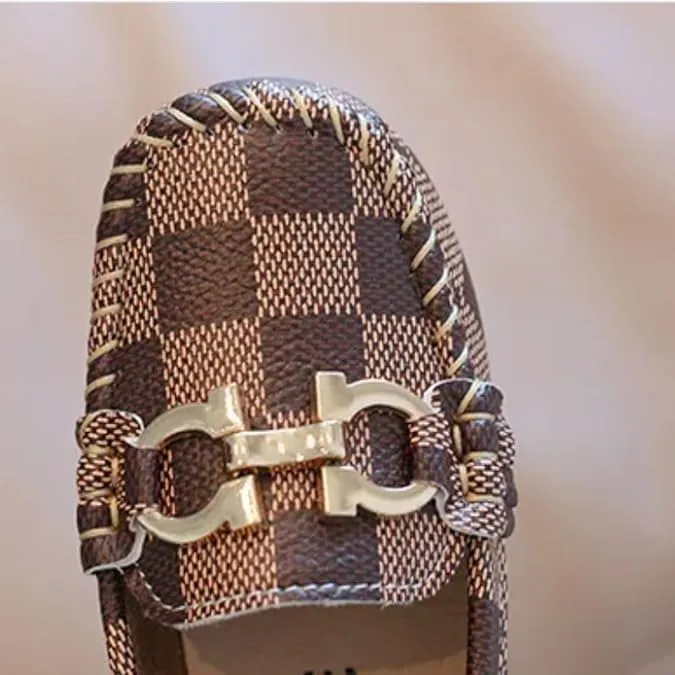 Toddler Boys Dress Shoes Loafers Slip-On Flat Sole | Sizes 6T-3 Big Kids | 3 Colors, Gold Buckle