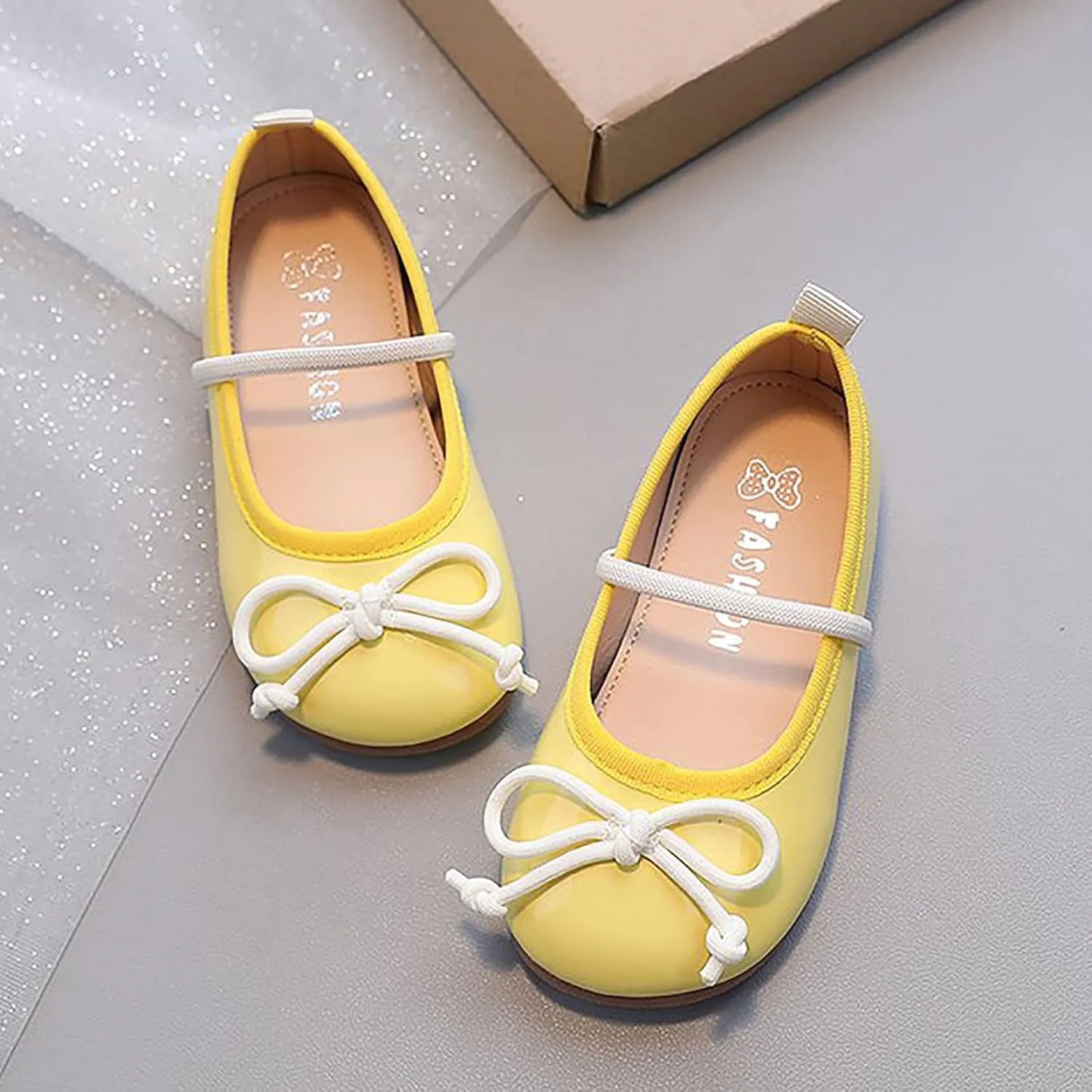 Toddler Girl Mary Jane Dress Bowknot Flats Little Girl School Wedding Shoes Soft Sole Non Slip Faux Leather Shoes