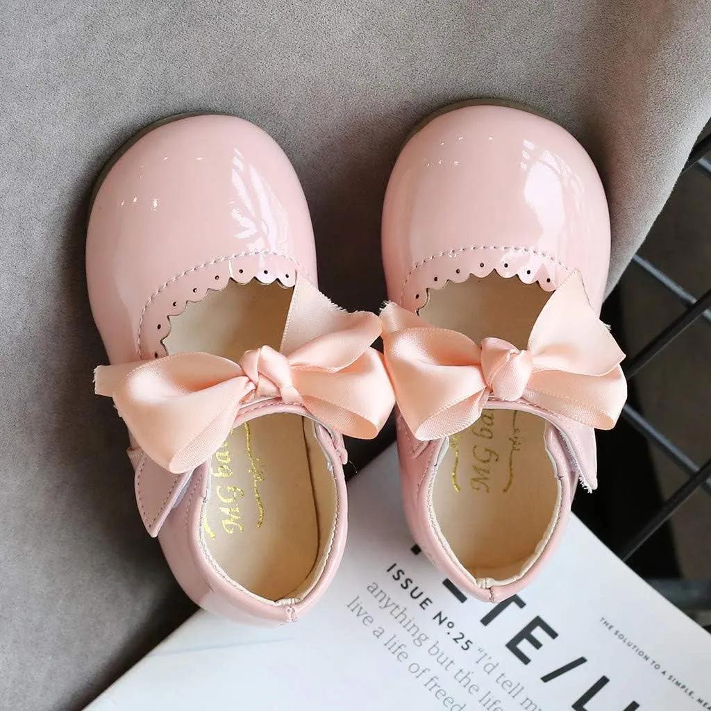 Toddler Girls Patent Bow Mary Jane Ballet Flats Flower Girl Dress Shoes Wedding Party School Shoes Baby Church Shoes