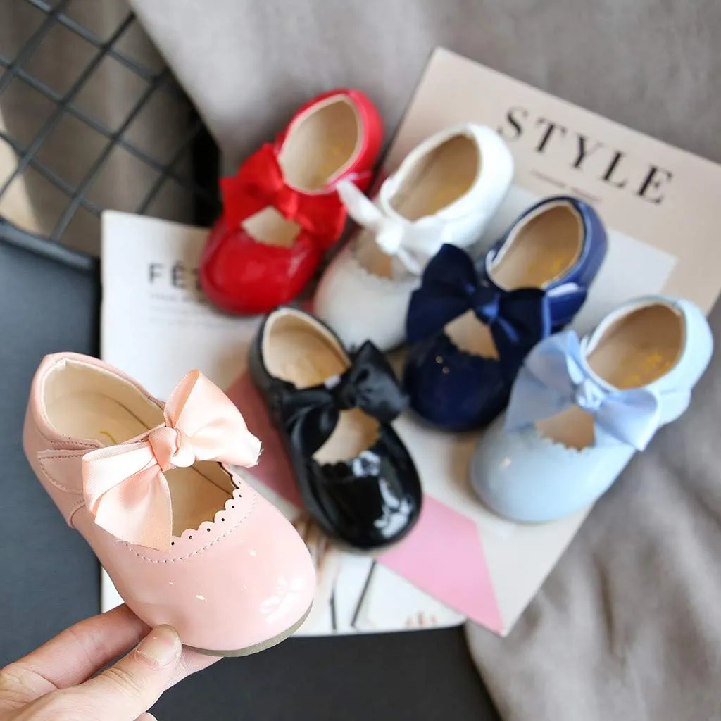 Toddler Girls Patent Bow Mary Jane Ballet Flats Flower Girl Dress Shoes Wedding Party School Shoes Baby Church Shoes