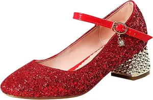 Toddler Girls Shoes High Heel Girls Dress Shoes Sparkle Mary Jane Flower Girls Wedding Birthday Party Prom