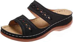 Walking Sandals Women Comfort Arch Support Original Orthotic Flip Flops Dressy Summer Orthopedic Sandals Slide (Color : Black, Size : 9)